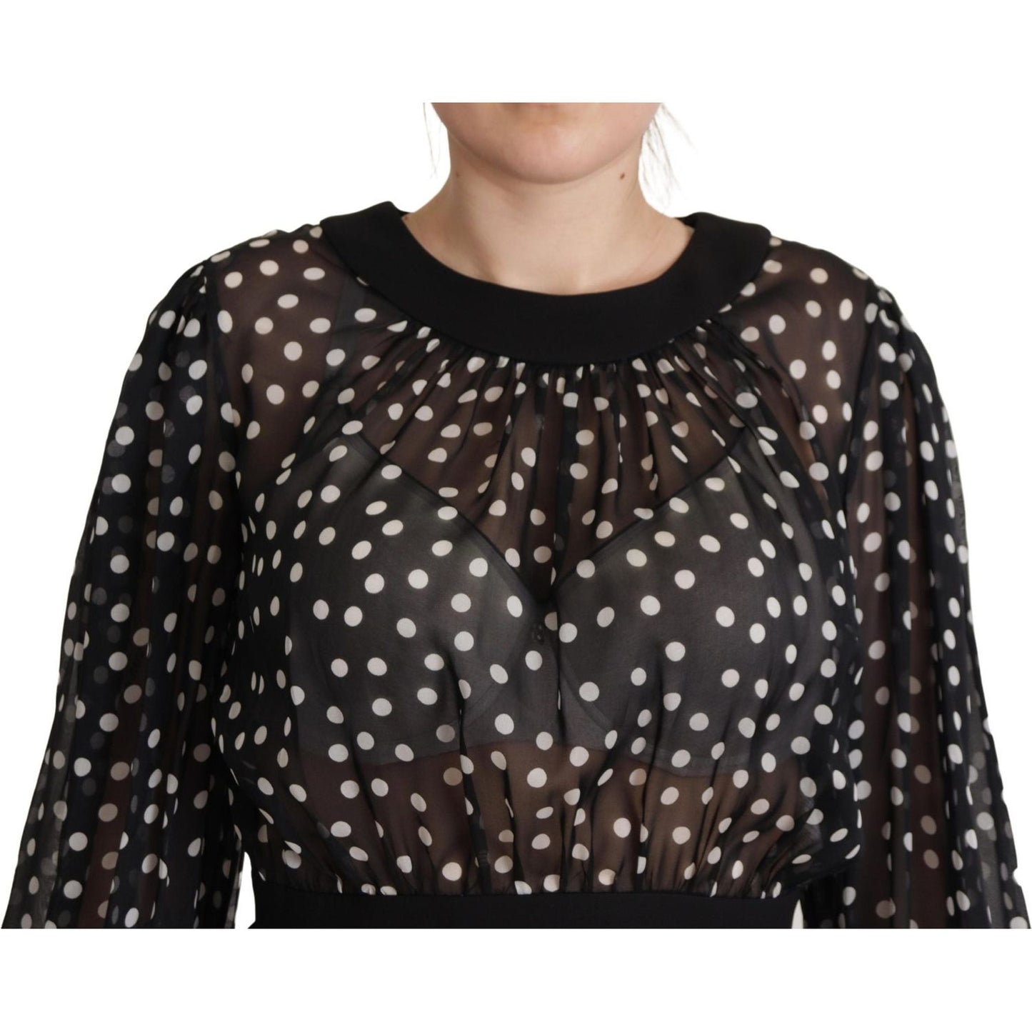 Dolce & Gabbana Elegant Polka Dot Silk Midi Dress Dolce & Gabbana