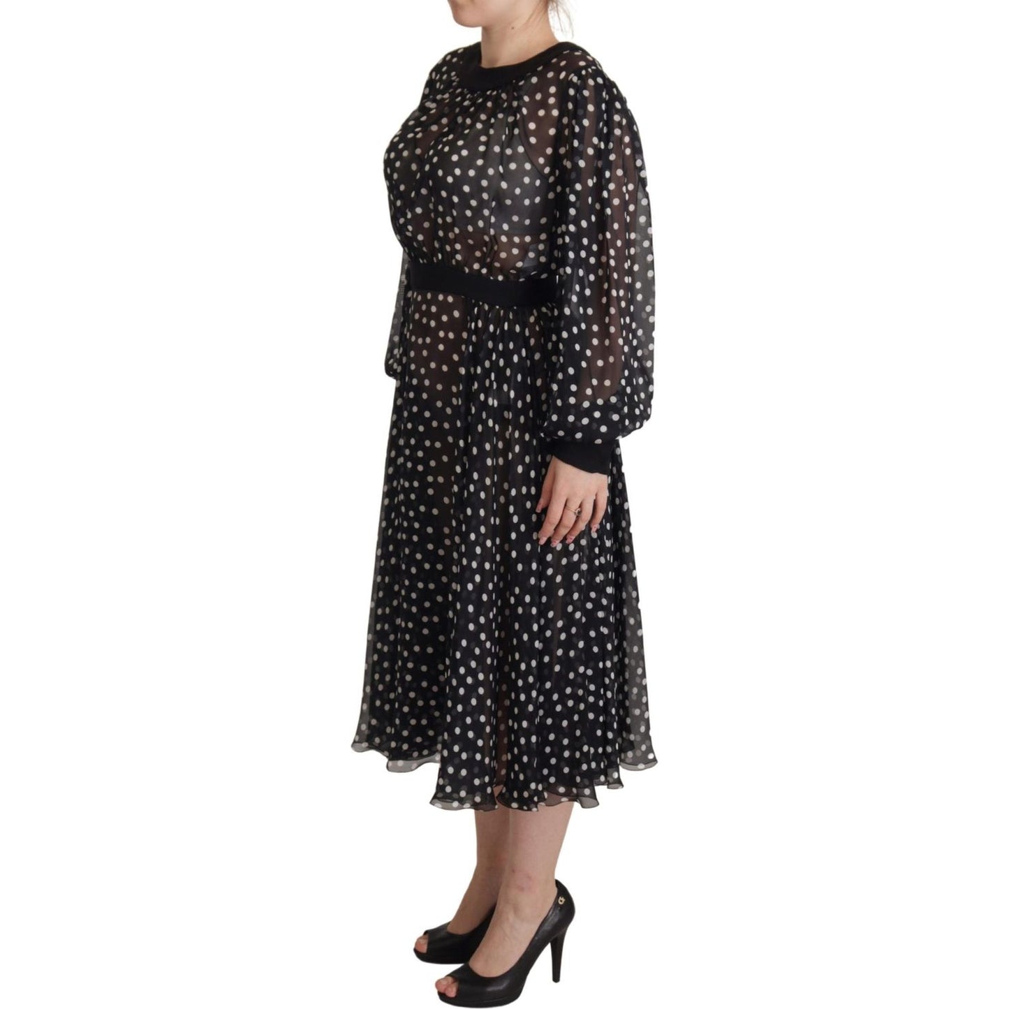 Dolce & Gabbana Elegant Polka Dot Silk Midi Dress Dolce & Gabbana