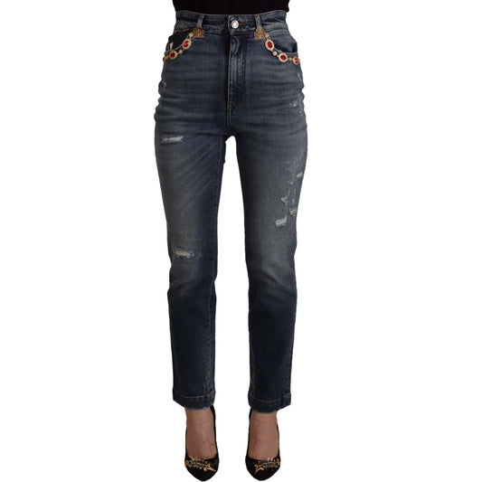 Dolce & Gabbana High Waist Skinny Designer Jeans in Blue Dolce & Gabbana