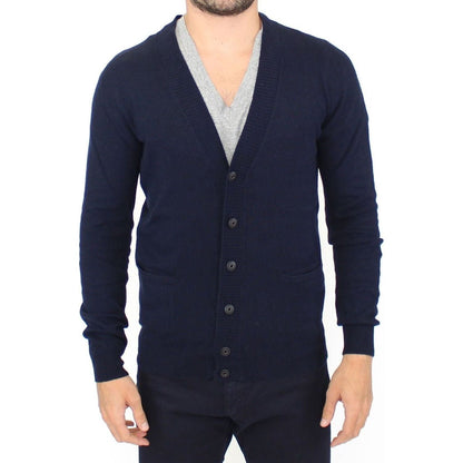 Ermanno Scervino Blue Wool Cashmere Cardigan Pullover Sweater