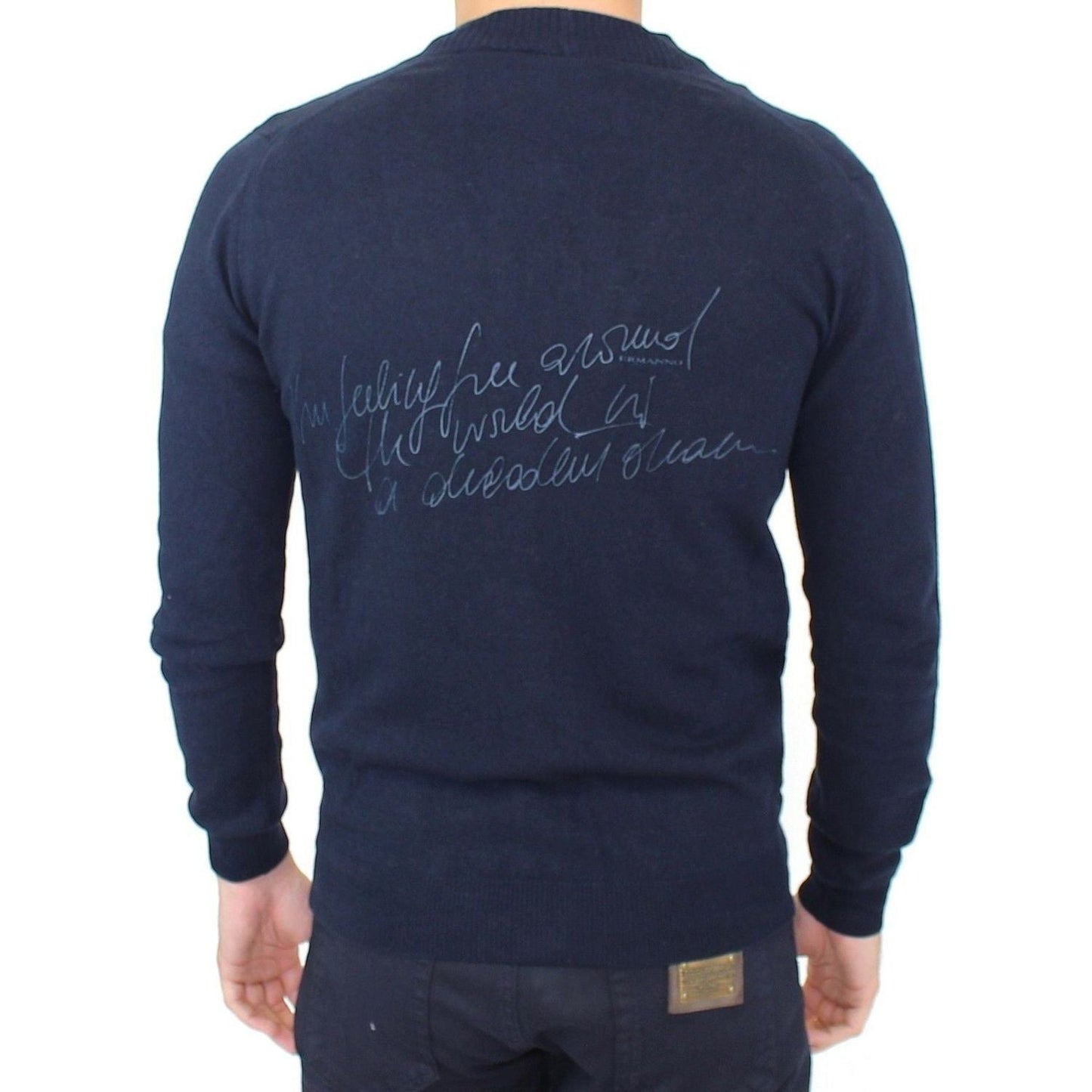 Ermanno Scervino Blue Wool Cashmere Cardigan Pullover Sweater