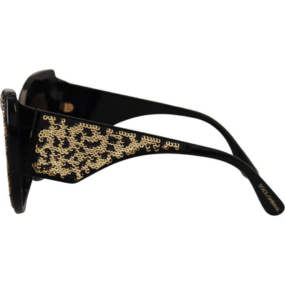 Dolce & Gabbana Black Gold Sequin Butterfly Polarized DG4326 Sunglasses