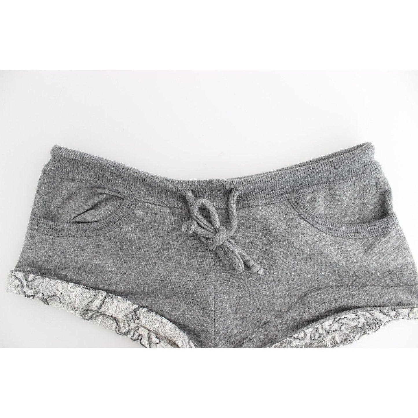 Ermanno Scervino Chic Gray Lace-Trimmed Mini Shorts Ermanno Scervino