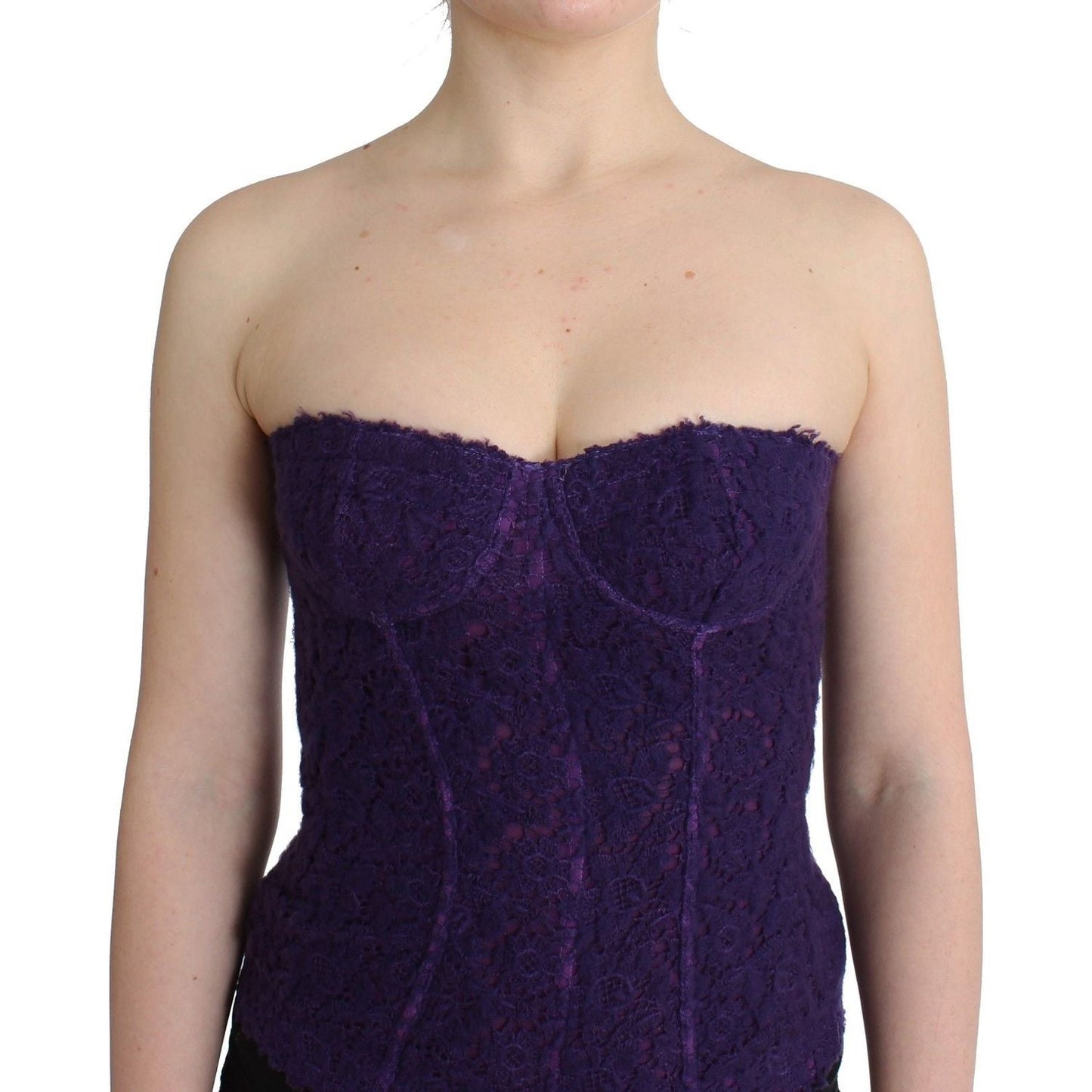 Ermanno Scervino Purple Lace Silk Blend Bustier Corset Ermanno Scervino