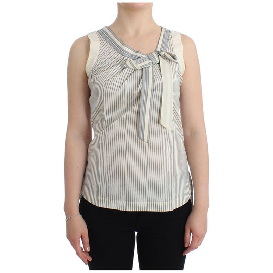 Ermanno Scervino Beachwear Striped Top Blouse Shirt Bow Tank