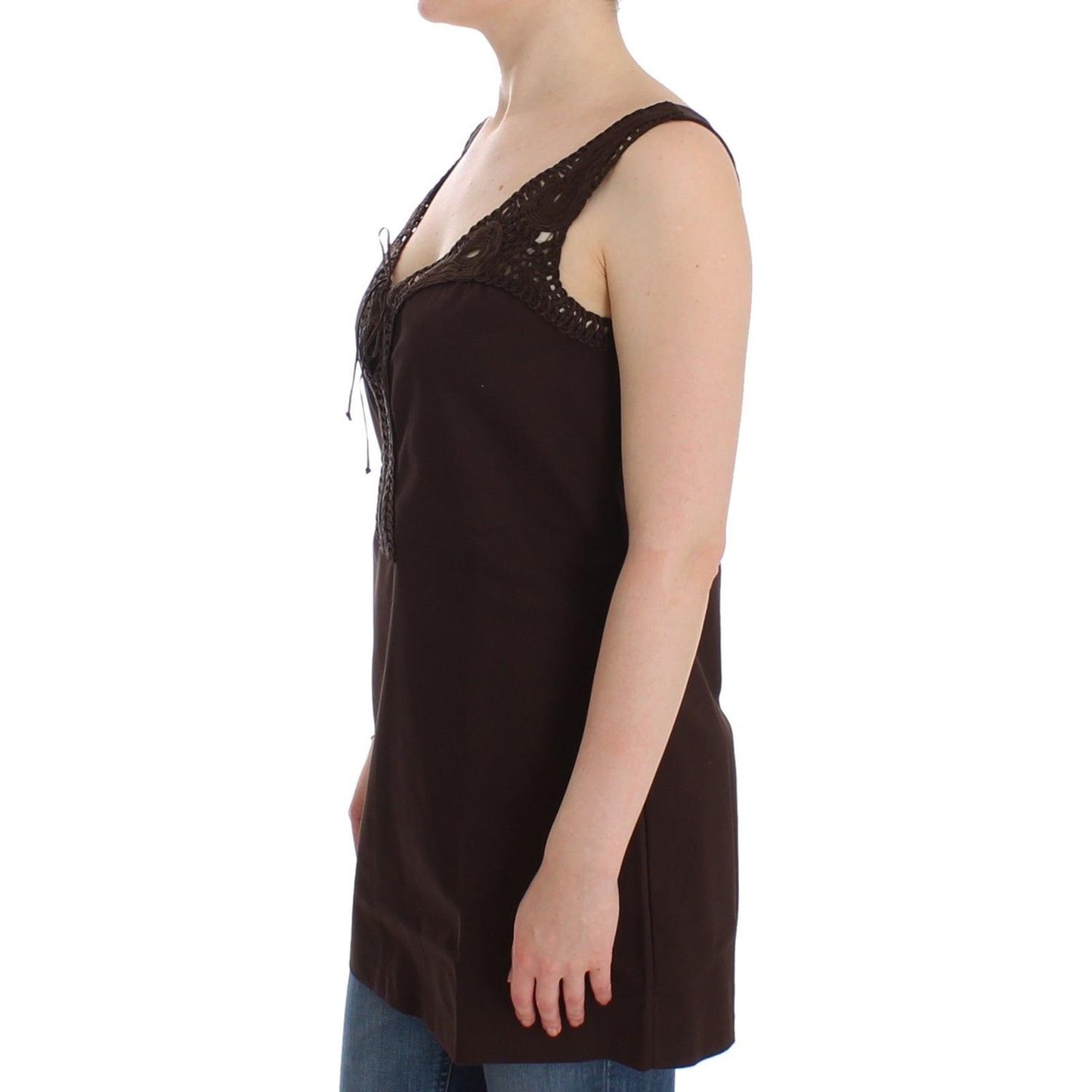 Ermanno Scervino Chic Brown Tunic Cotton Dress Top Dresses Ermanno Scervino