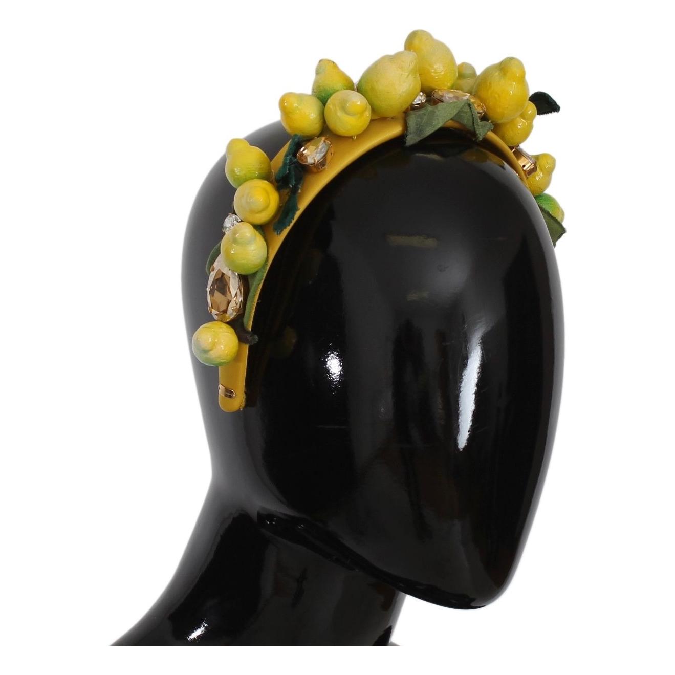 Dolce & Gabbana Exquisite Silk Crystal Lemon Headband Diadem Dolce & Gabbana