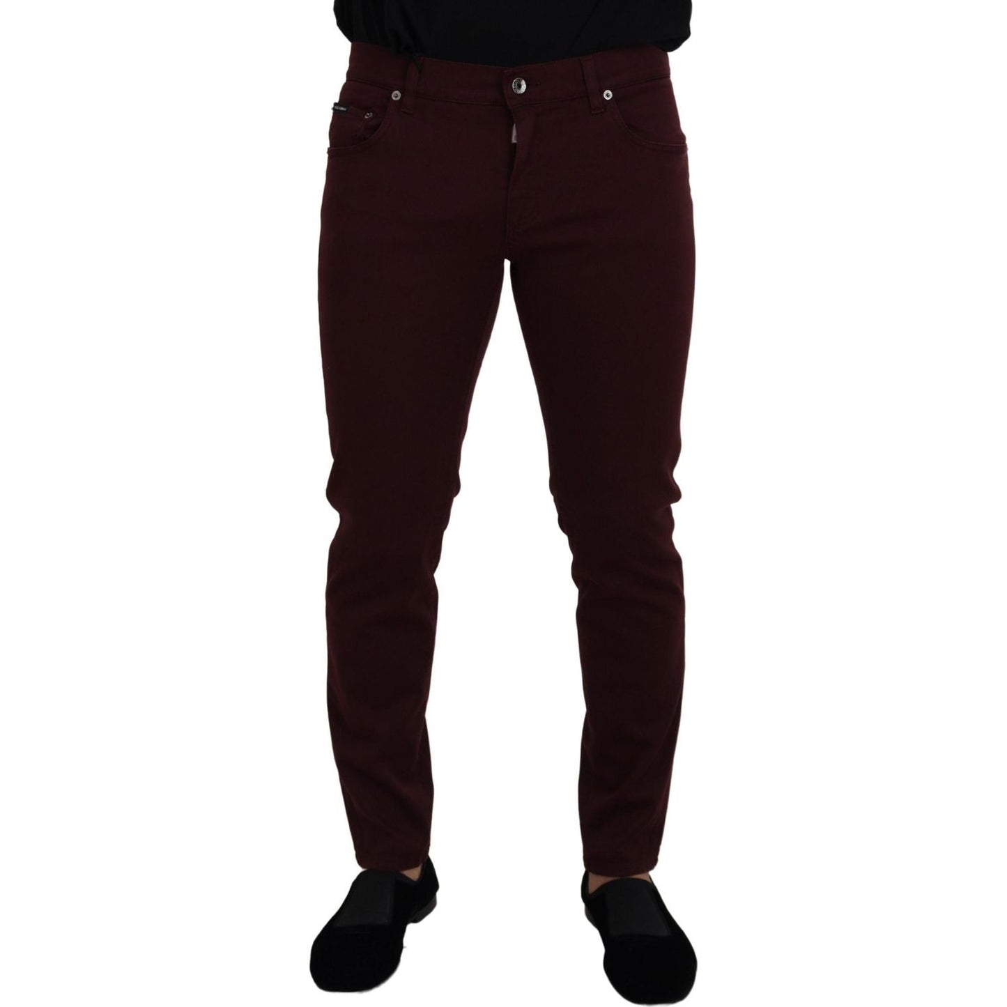 Dolce & Gabbana Slim Fit Bordeaux Jeans - Italian Luxury Dolce & Gabbana