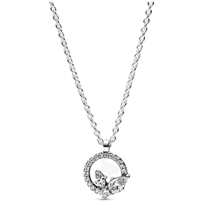 PANDORA JEWELS Mod. SPARKLING HERBARIUM CIRCLE & CLUSTER PENDANT NECKLACE DESIGNER FASHION JEWELLERY PANDORA