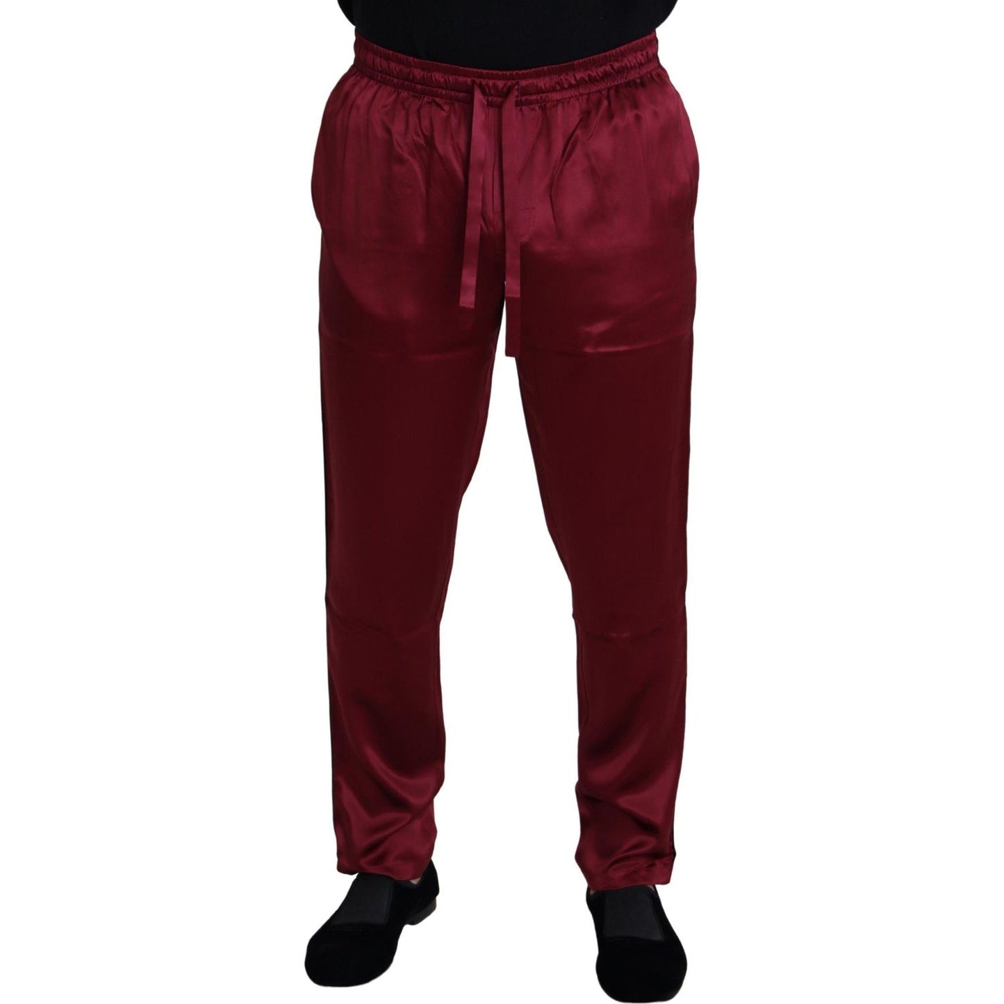 Dolce & Gabbana Silk Lounge Pants in Bordeaux Jeans & Pants Dolce & Gabbana