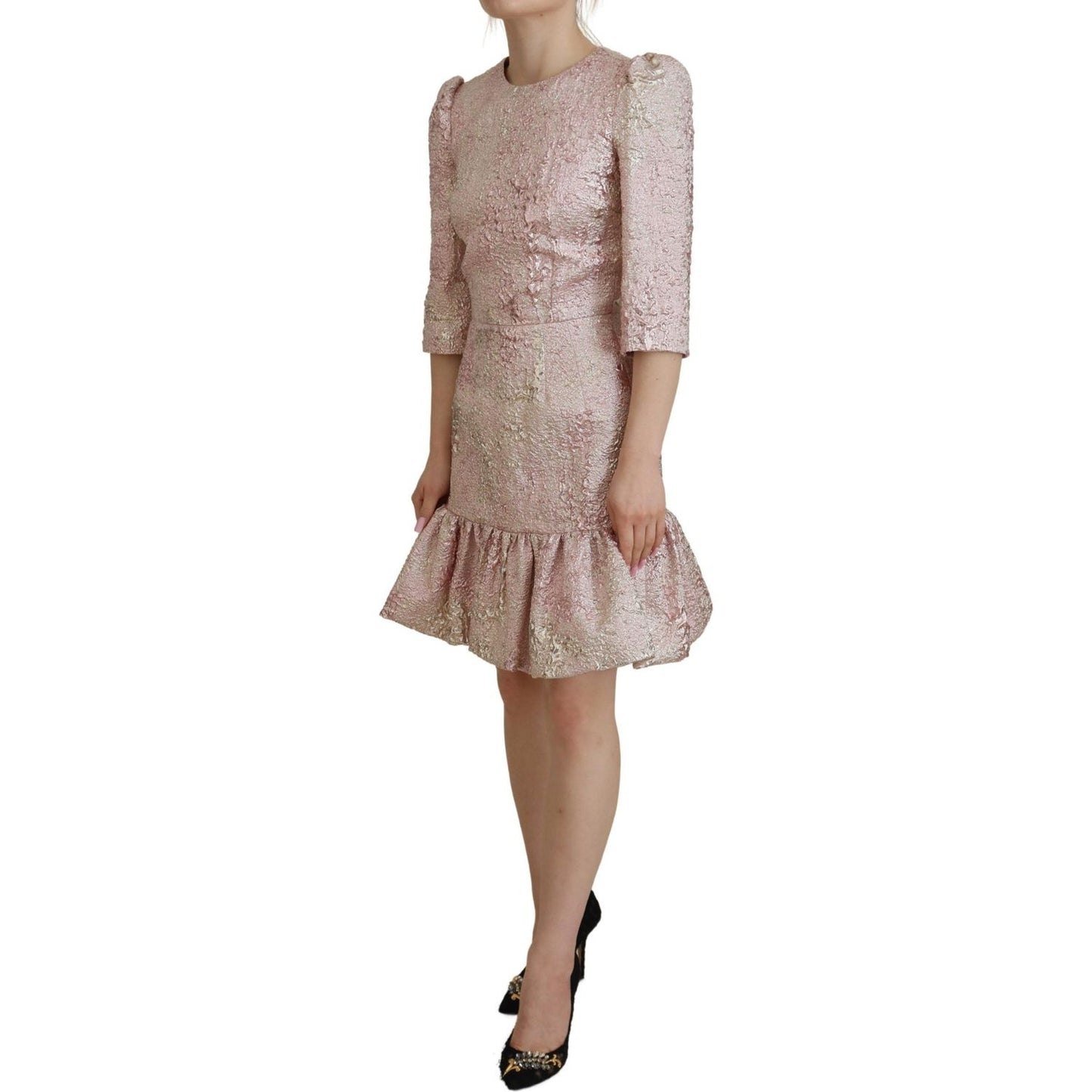 Dolce & Gabbana Elegant Pink Jacquard Midi Sheath Dress WOMAN DRESSES Dolce & Gabbana