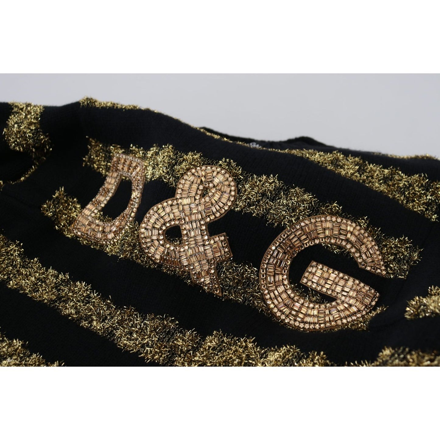 Dolce & Gabbana Elegant Black and Gold Crystal Sweater Dolce & Gabbana