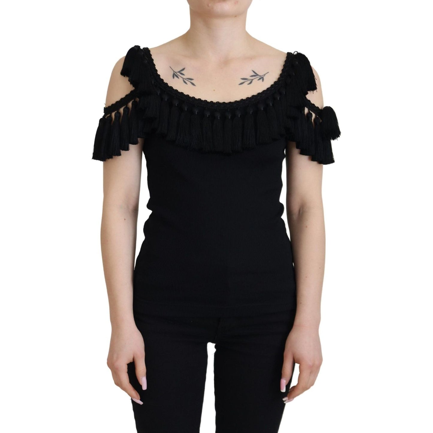 Dolce & Gabbana Elegant Black Cotton Tank Top Blouse Dolce & Gabbana