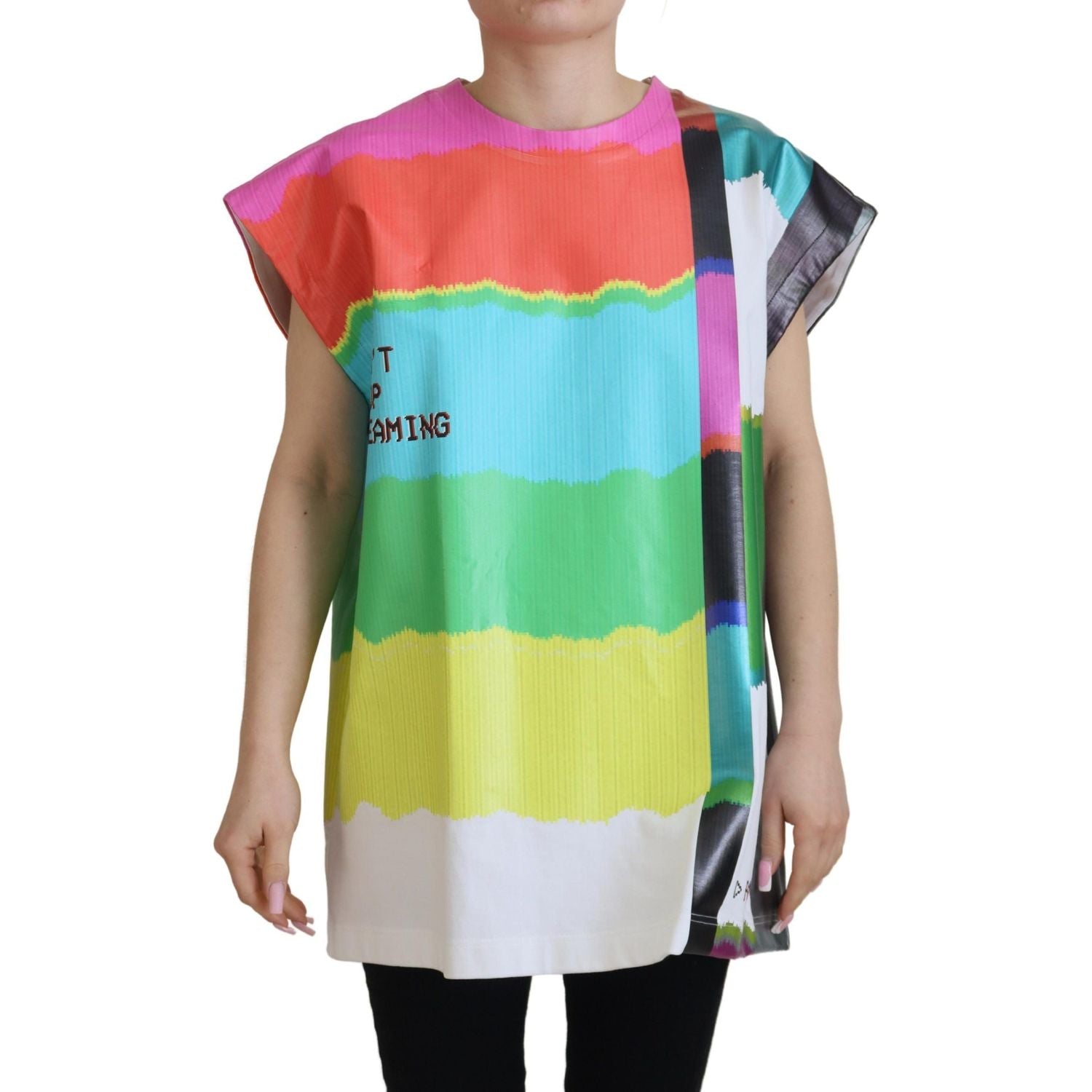 Dolce & Gabbana Multicolor TV Print Blouse Cotton  T-shirt