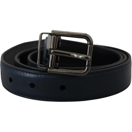 Dolce & Gabbana Elegant Dark Blue Leather Belt Dolce & Gabbana