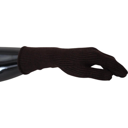 Dolce & Gabbana Brown Cashmere Silk Hands Mitten Mens Gloves