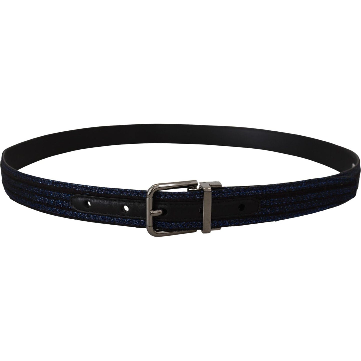 Dolce & Gabbana Blue Jacquard Stripe Silver Buckle Belt