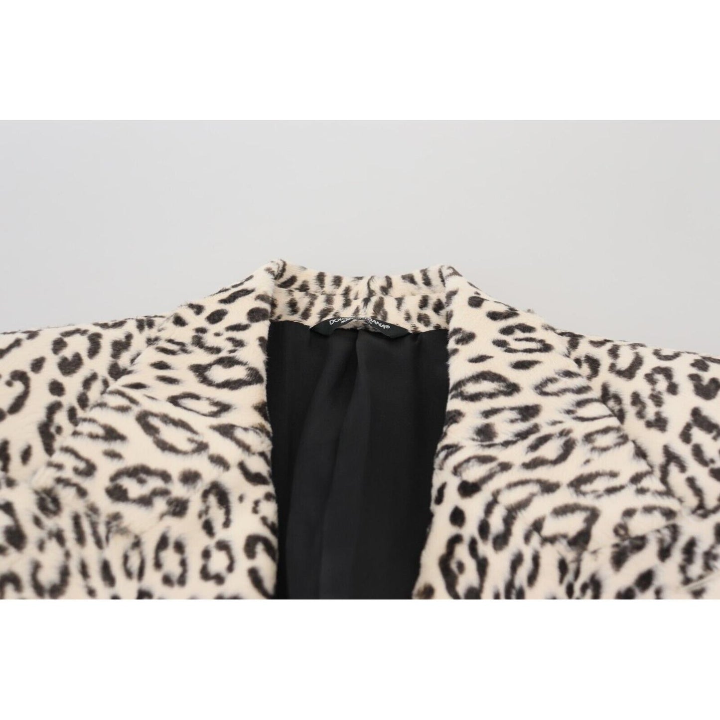 Dolce & Gabbana White Leopard Single Breasted Coat Blazer