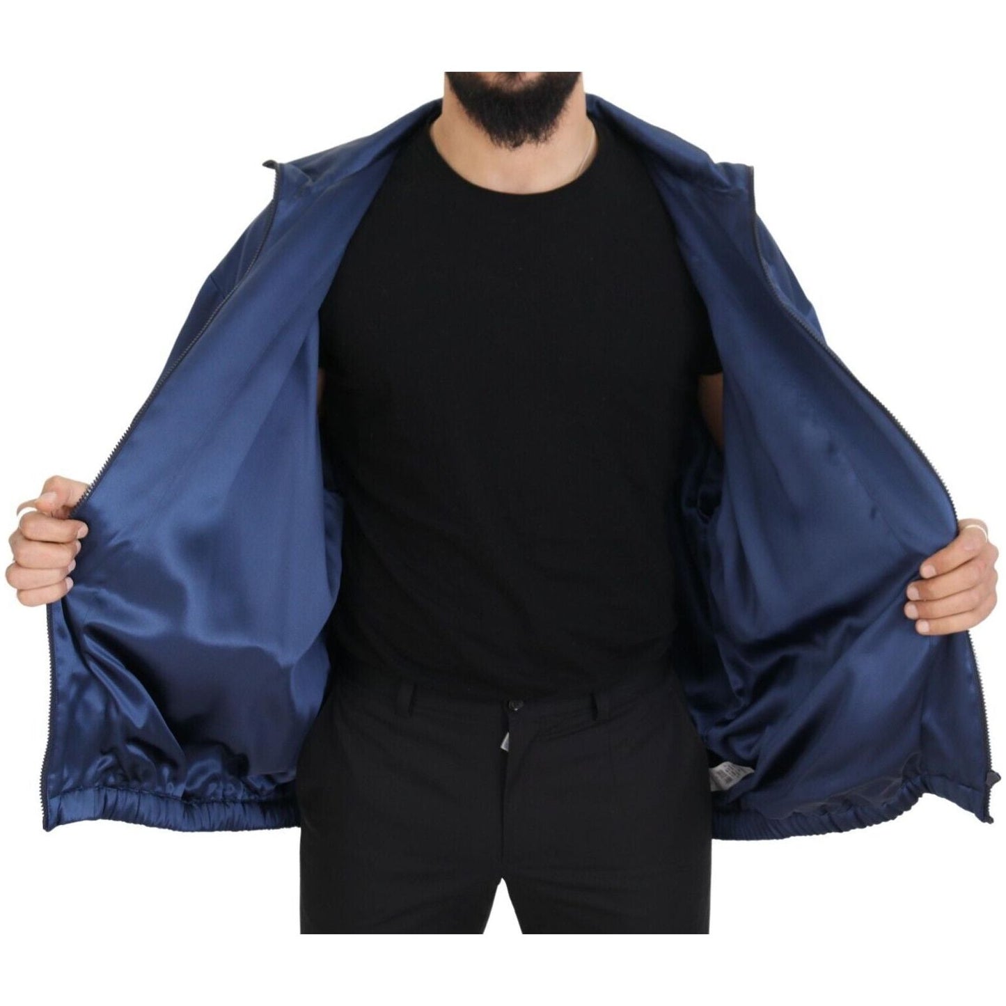 Dolce & Gabbana Regal Blue Silk Bomber Jacket Dolce & Gabbana