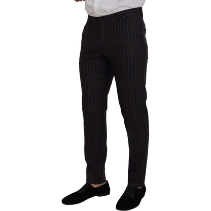 Dolce & Gabbana Black Striped Wool Formal 2 Piece Suit