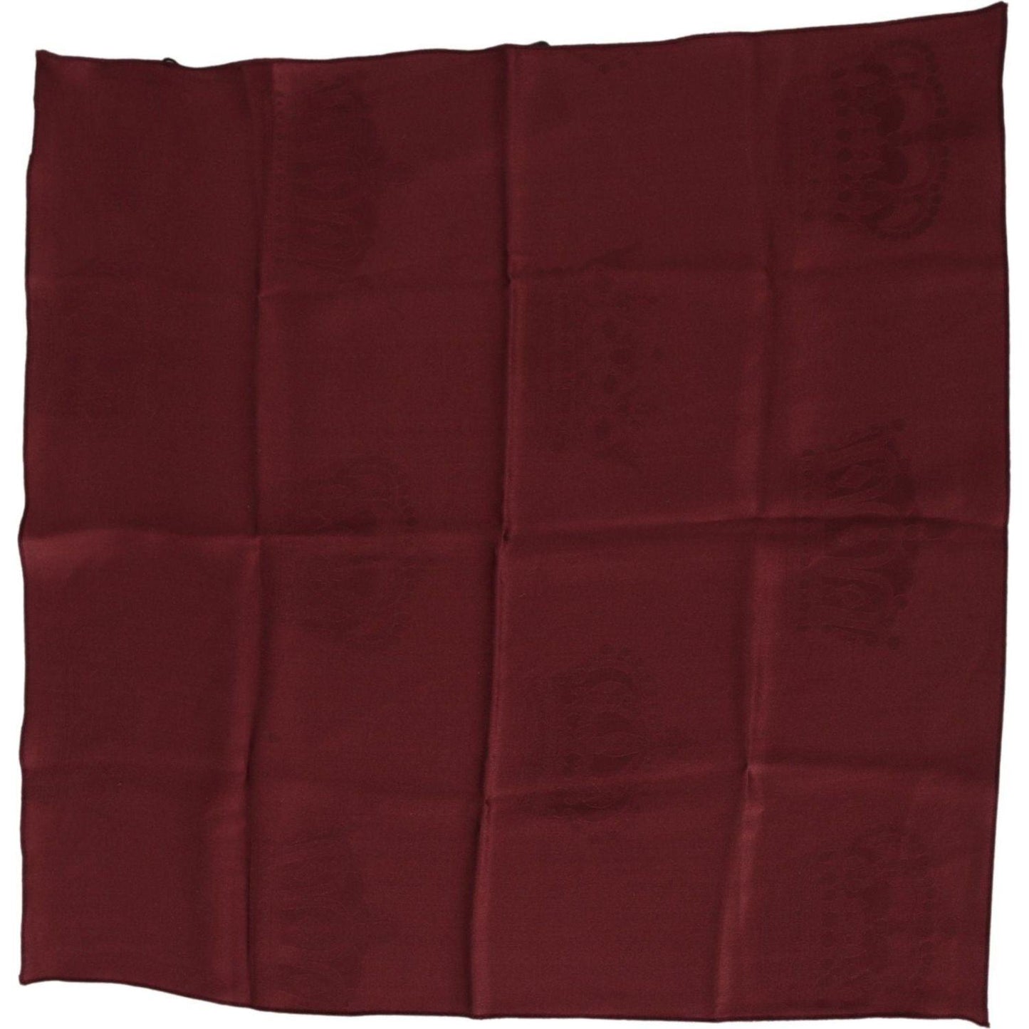 Dolce & Gabbana Maroon Silk Crown Square Wrap Handkerchief Scarf