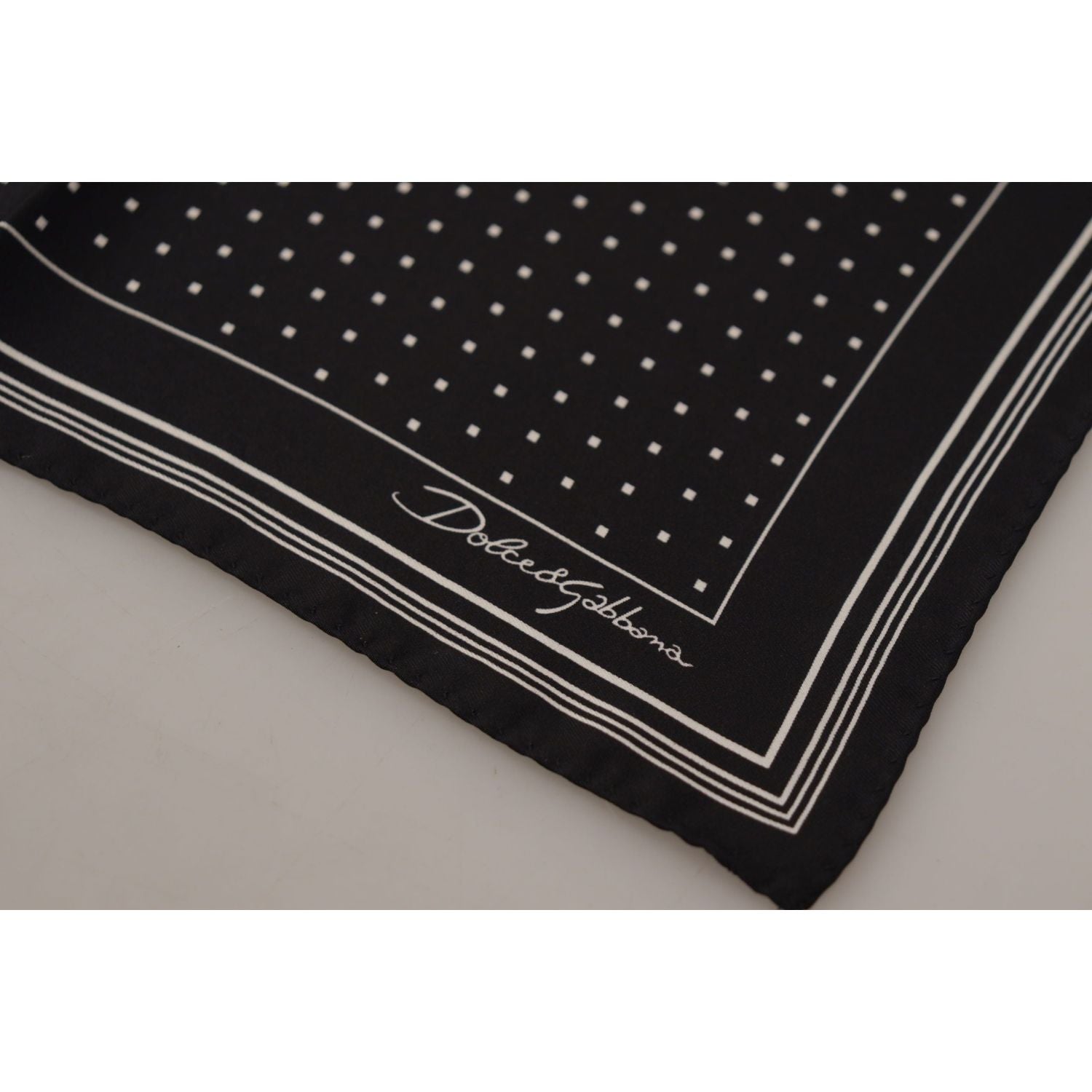 Dolce & Gabbana Black Polka Dots DG Logo Square Handkerchief