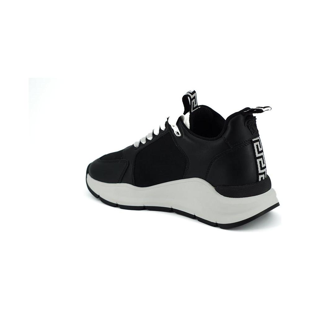 Versace Elegant Monochrome Leather Sneakers Versace