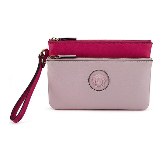 Versace Elegant Pink Leather Pouch Clutch Versace