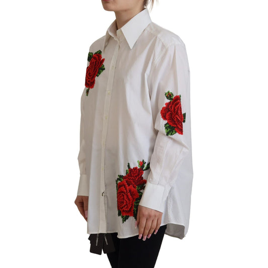 Dolce & Gabbana Elegant Floral Embroidered Silk Blend Shirt Dolce & Gabbana