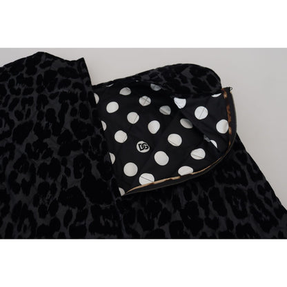 Dolce & Gabbana Black Leopard Shift Mini Polyester Dress