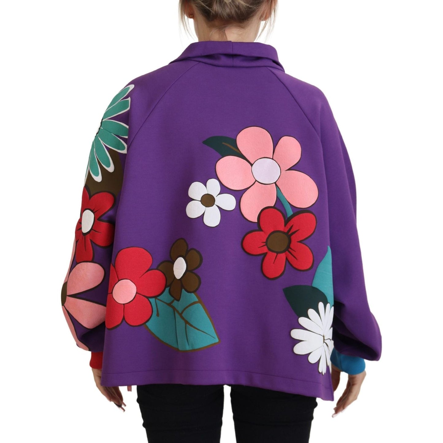 Dolce & Gabbana Elegant Purple Floral Pullover Sweater Dolce & Gabbana