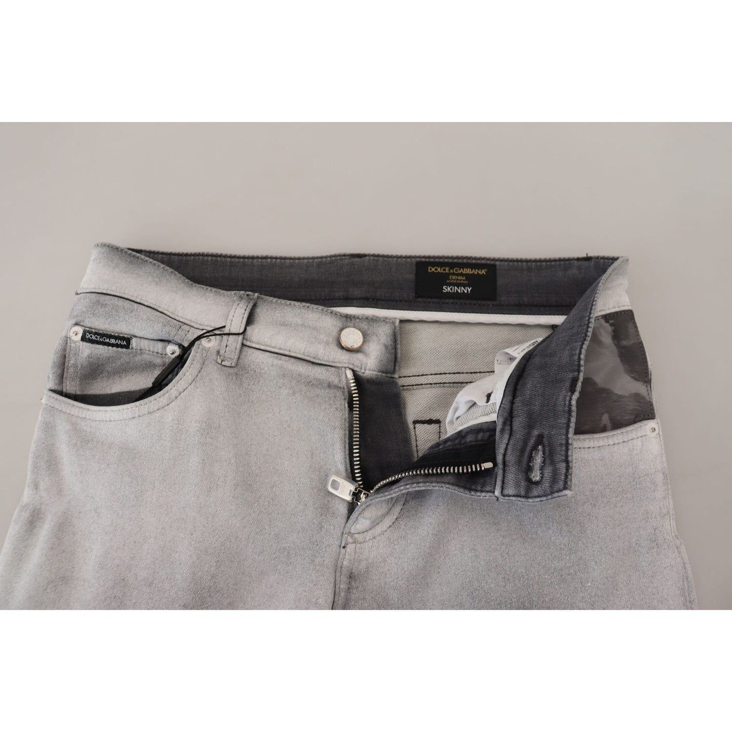 Dolce & Gabbana Elegant Gray Washed Cotton Blend Pants Dolce & Gabbana