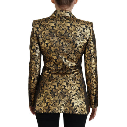 Dolce & Gabbana Black Gold Jacquard Coat Blazer Jacket