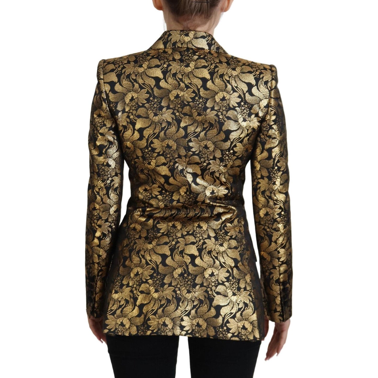 Dolce & Gabbana Elegant Black and Gold Floral Jacket Dolce & Gabbana