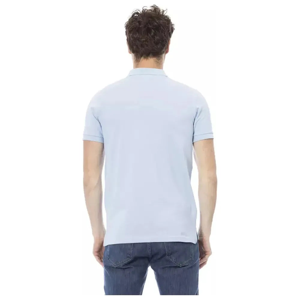 Baldinini Trend Light Blue Cotton Men Polo Baldinini Trend