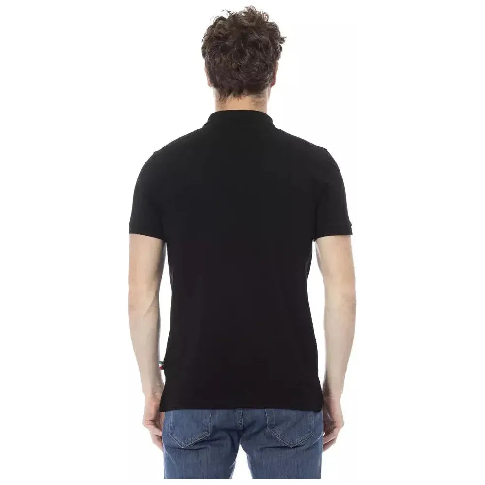 Baldinini Trend Black Cotton Men Polo Baldinini Trend