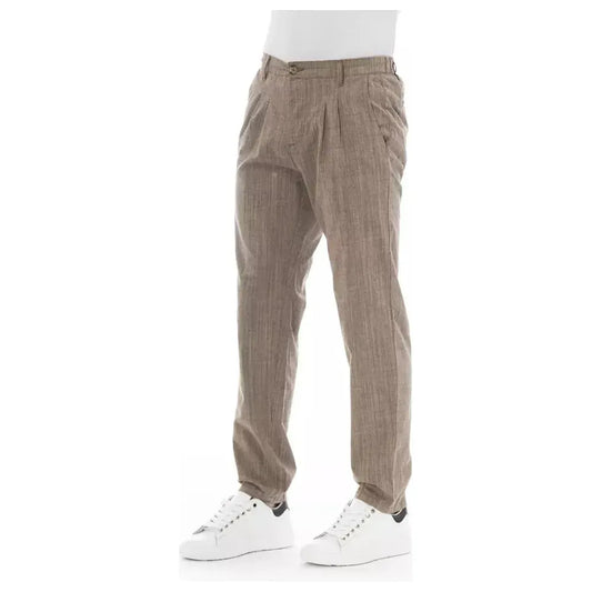 Baldinini Trend Beige Cotton Men Chino Trousers Baldinini Trend