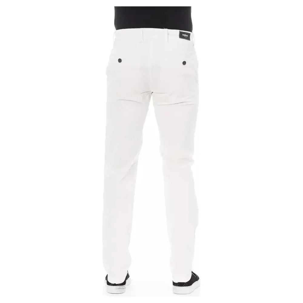 Baldinini Trend White Cotton Men Chino Trouser Baldinini Trend