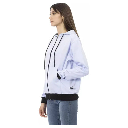 Baldinini Trend Purple Cotton Women Sweater With Adjustable Hood