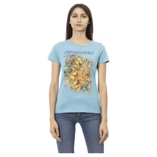 Trussardi Action Light Blue Cotton Women T-Shirt Trussardi Action