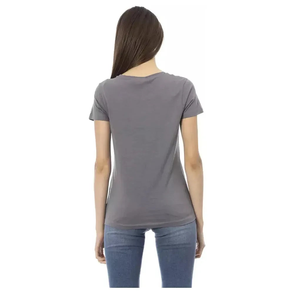 Trussardi Action Gray Cotton Women Top Trussardi Action