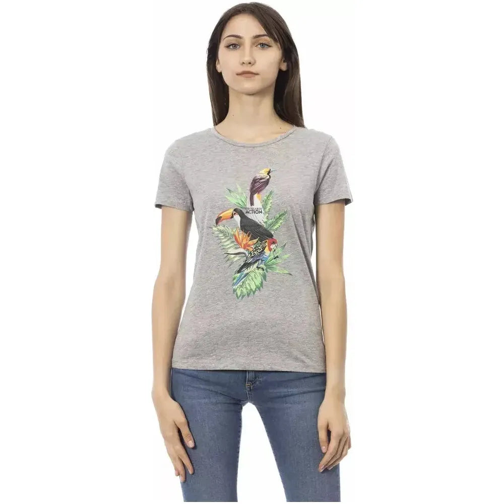 Trussardi Action Gray Cotton Women Top Trussardi Action