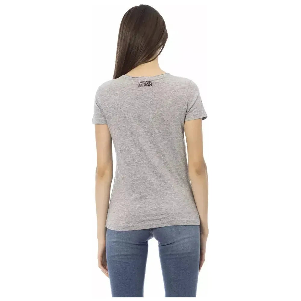 Trussardi Action Gray Cotton Women Top Trussardi Action