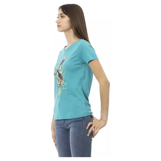 Trussardi Action Light Blue Cotton Women T-Shirt Trussardi Action