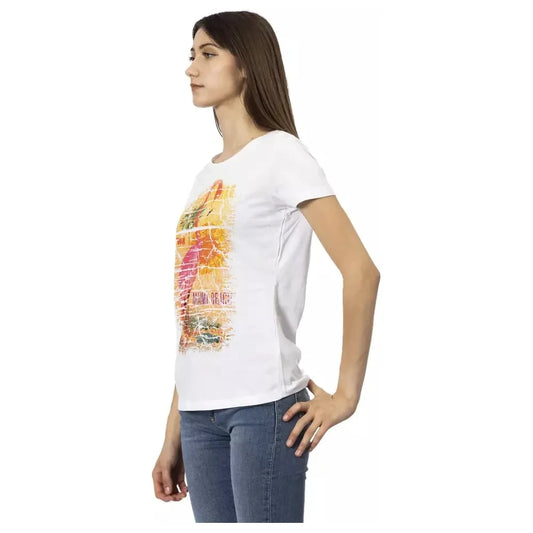 Trussardi Action Chic White Tee with Graphic Flair Trussardi Action