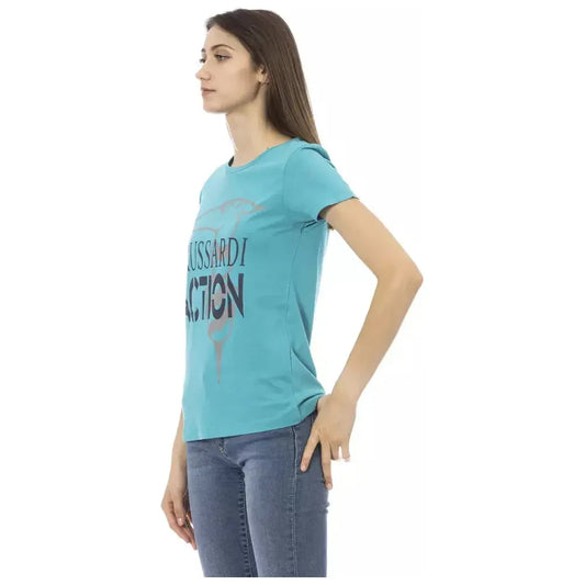 Trussardi Action Light Blue Cotton Women T-Shirt Trussardi Action