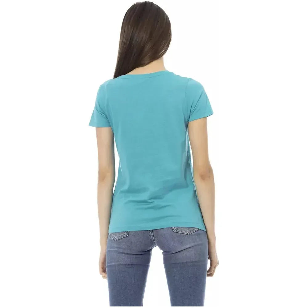 Trussardi Action Light Blue Cotton Women T-Shirt Trussardi Action