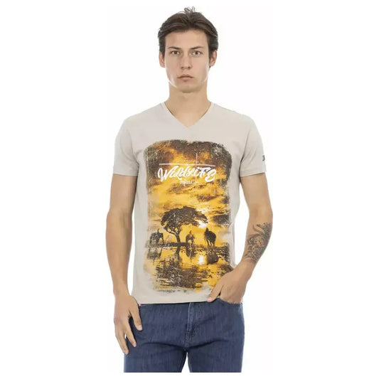 Trussardi Action Beige Cotton Men T-Shirt Trussardi Action