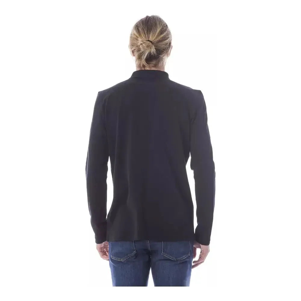 Verri Black Cotton Men Polo Shirt Long Sleeve