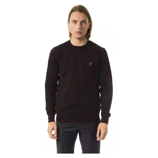 Uominitaliani Brown Merino Wool Men Sweater Uominitaliani